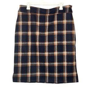 Sweet Salt Wool Blend Tartan Plaid Pencil Skirt 12 Navy Preppy Academia Grunge